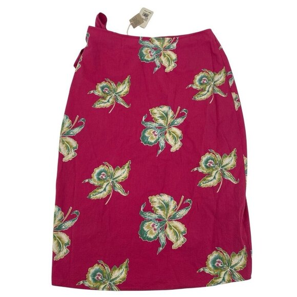 Faherty Size XL Pink Floral Seersucker Wrap Skirt Midi Pacifica Orchid NWT - Picture 3 of 13